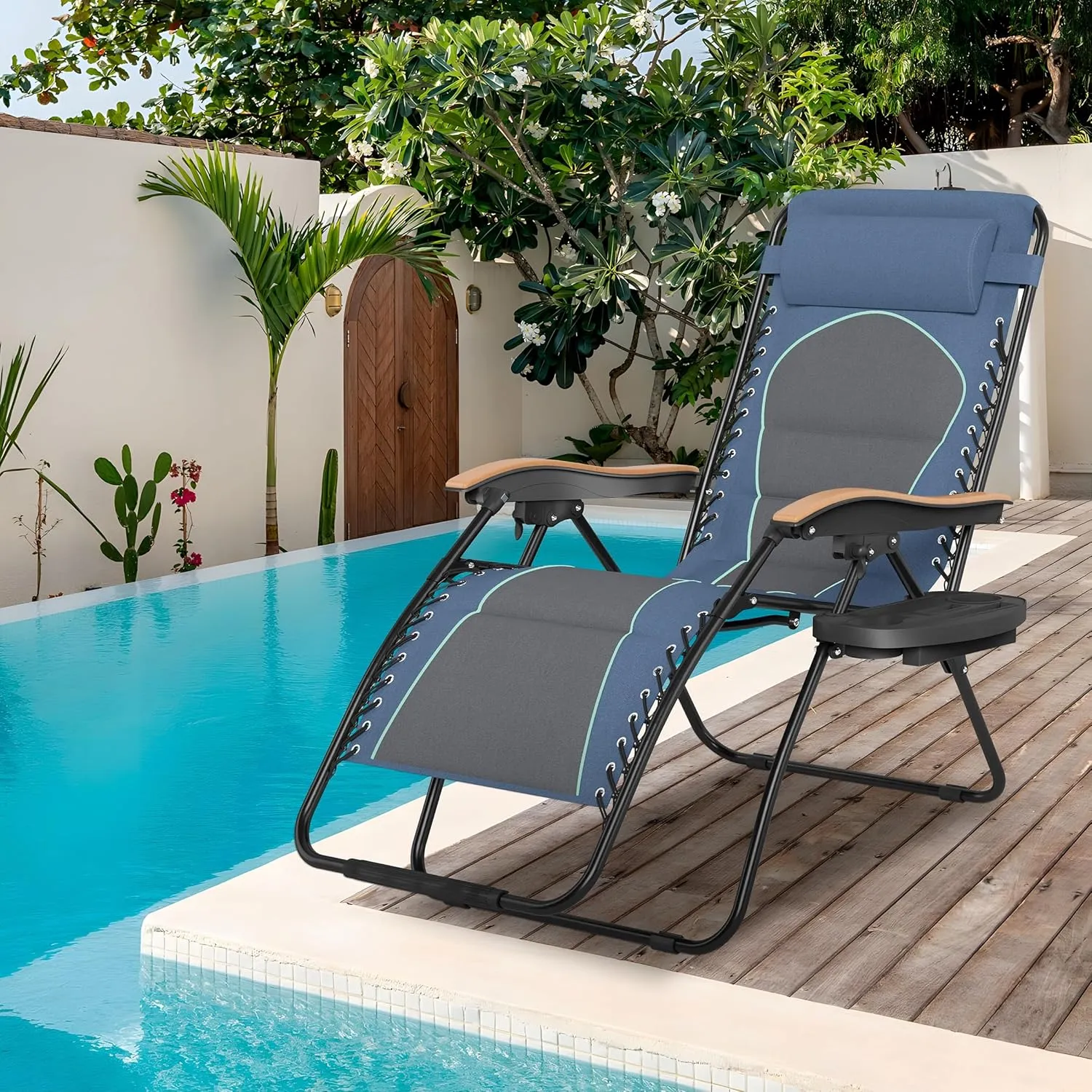 Sophia & William XL Zero Gravity Chair (2 Pack), Oversize Gravity Recliner Lounge Chair with Free Cup Holder, Supports 400 LBS (Blue)