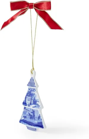 Spode Blue Italian Christmas Tree Ornament - Multi-Purpose Use as Napkin Ring, Hanging Ornament, Home Decor - Classic Italian Countryside Ceramic Ornament, Luxury Collectible Ornament