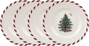 Spode Christmas Tree Canape Plates - Set of 4 | Peppermint Design, Holiday Appetizer Plate | Christmas Serving & Festive Plate | Seasonal Decorative Plate, Holiday Tableware