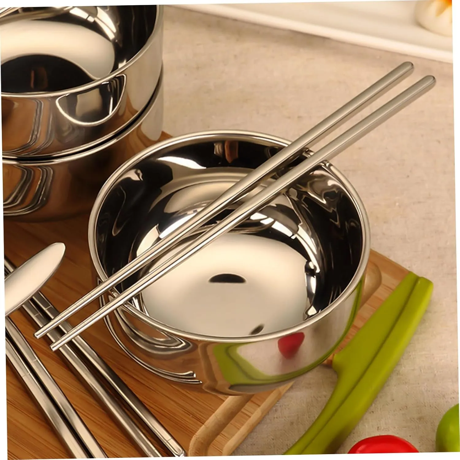 Stainless Steel Chopsticks Spoon Set Chinese Bowls Spoons Portable Home Tableware