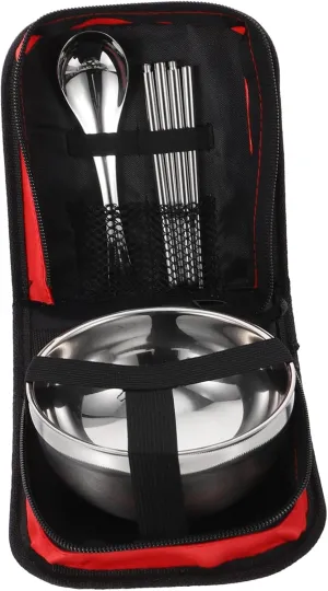 Stainless Steel Chopsticks Spoon Set Chinese Bowls Spoons Portable Home Tableware