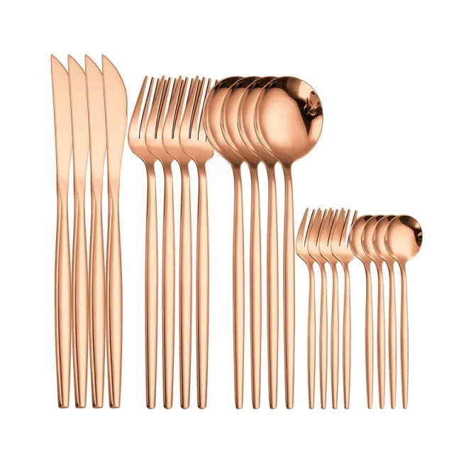 Stainless Steel Cutlery Set 20 PcsTableware Dinner Sets Spoon Fork Knife Dish Set Dinnerware White Gold Flatware luxury Kitchen
