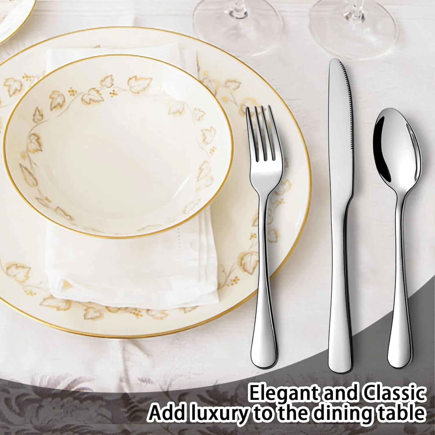 Stainless Steel Flatware Set - Forks, Knives and Spoons for Home and Restaurant Kitchen - Rust Resistant Cutlery Utensils (200, Silver)