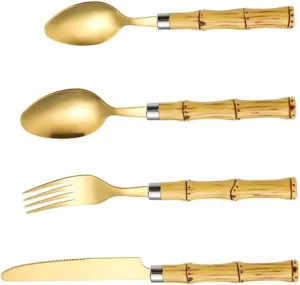 Stainless Steel Fork Spoon Cutter Home Tableware Silverware Set Drawer Rose Gold Silverware High Hardness Material