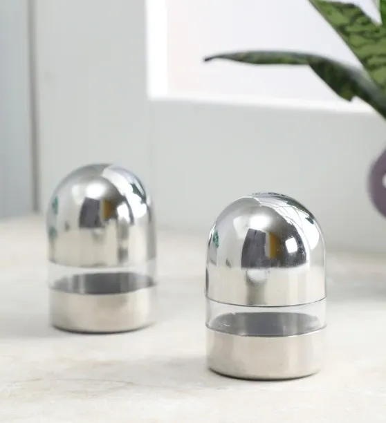 Stainless Steel See Through Salt & Pepper Shakers Set