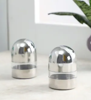 Stainless Steel See Through Salt & Pepper Shakers Set
