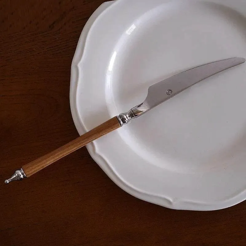 Stainless Steel Tableware Set - 5-Piece with Wood Handle