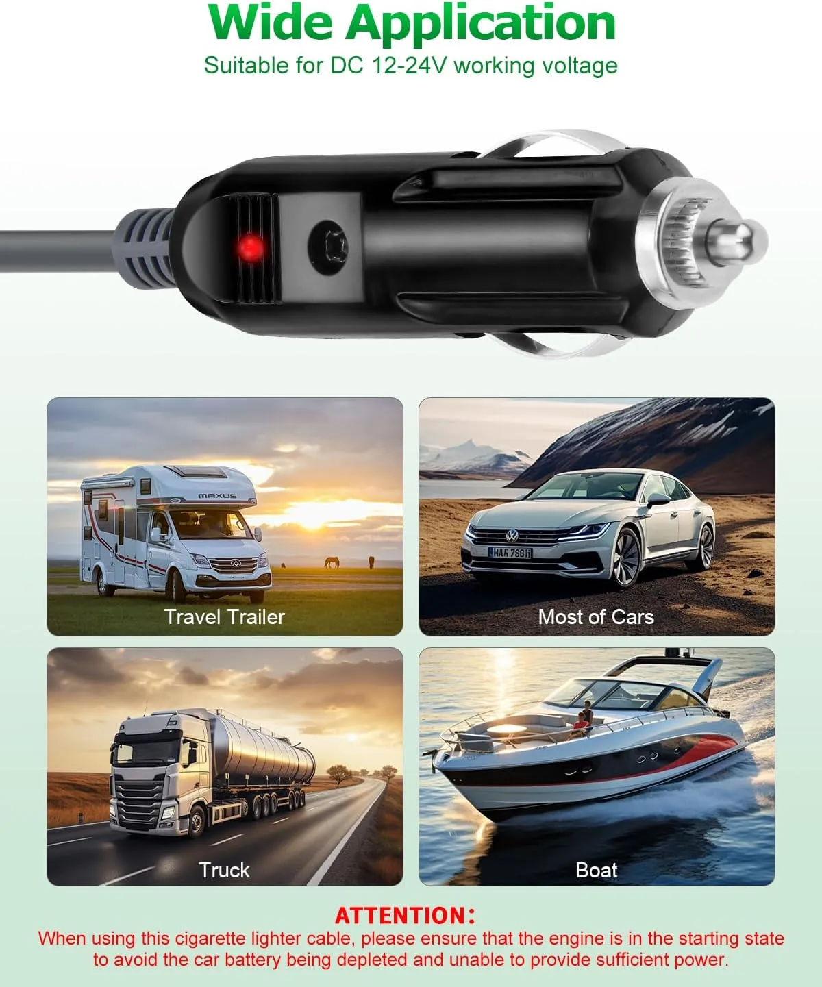 Starlink Mini Car Adapter 12V Starlink Mini DC Power Cable Cigarette Lighter 12V-24V DC Power Cord Direct to Car Charger Cigarette Lighter Plug and Play for RV Trucks Buses Waterproof 18AWG 33FT/10M
