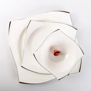 Steak Plate Creative Square European Bone China Tableware Set