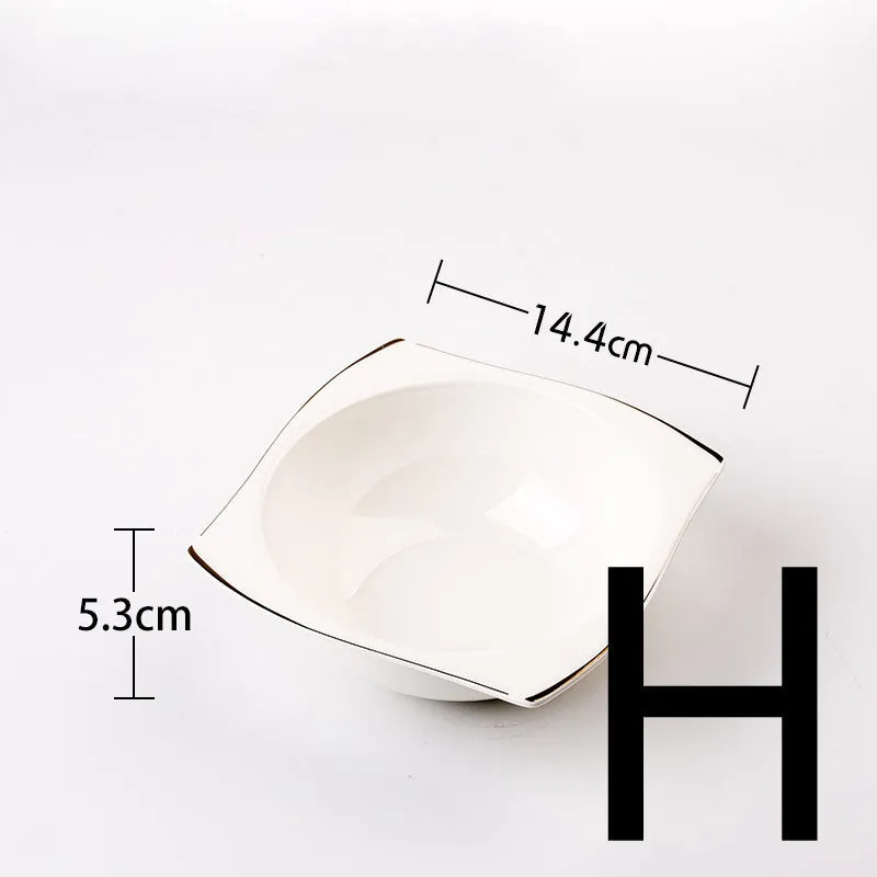 Steak Plate Creative Square European Bone China Tableware Set
