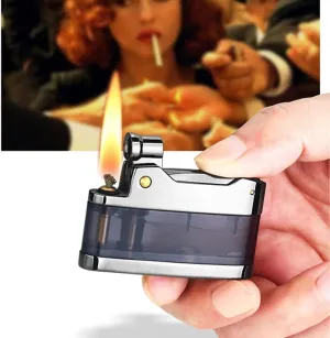 Steampunk Industrial Vintage Kerosene Lighter - XXL Transparent Fuel Tank & Dual Adjustable Flamefor Cigars/Candles/EDC, Reusable Windproof Collector's Gift(#1)