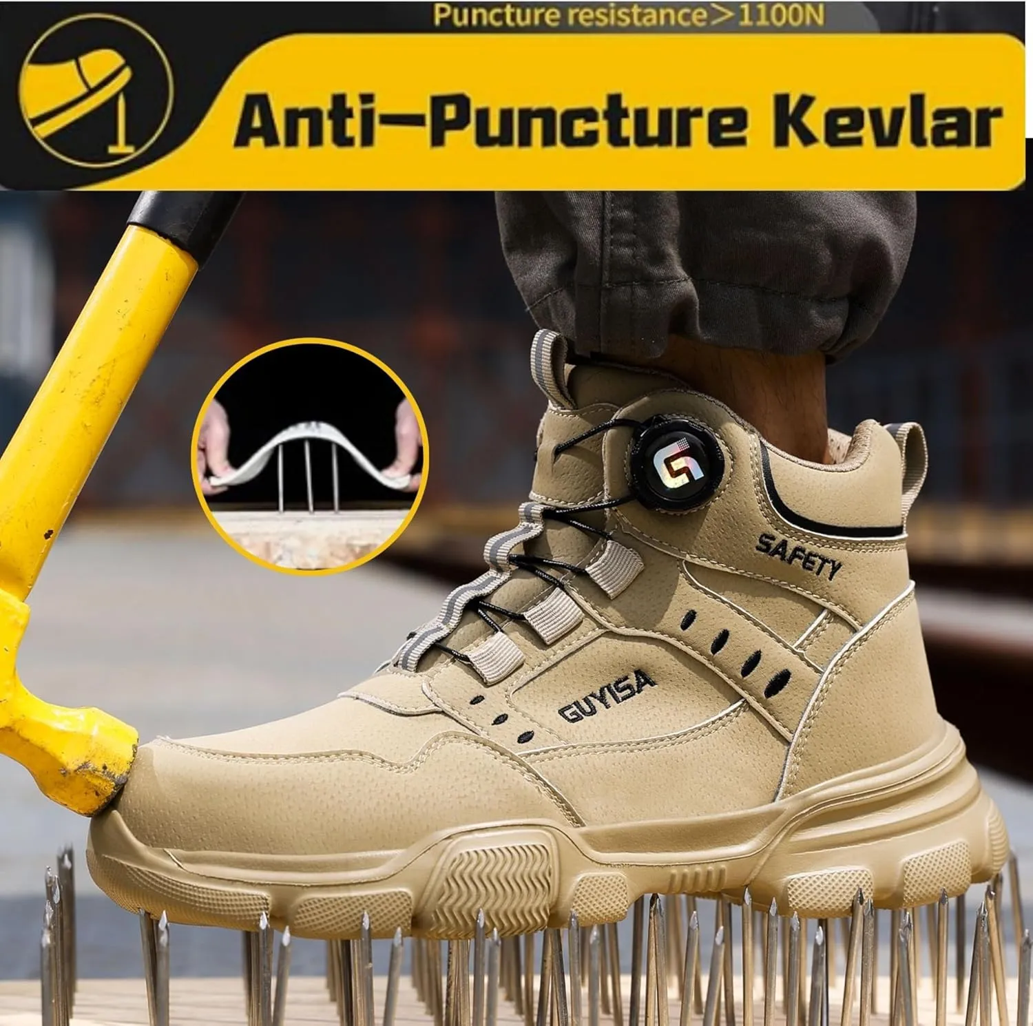 Steel Toe Shoes for Men's Waterproof Lightweight Work Boots for Men Work shoes Puncture-Proof Industrial-Grade Non-Slip Steel Toe Boots