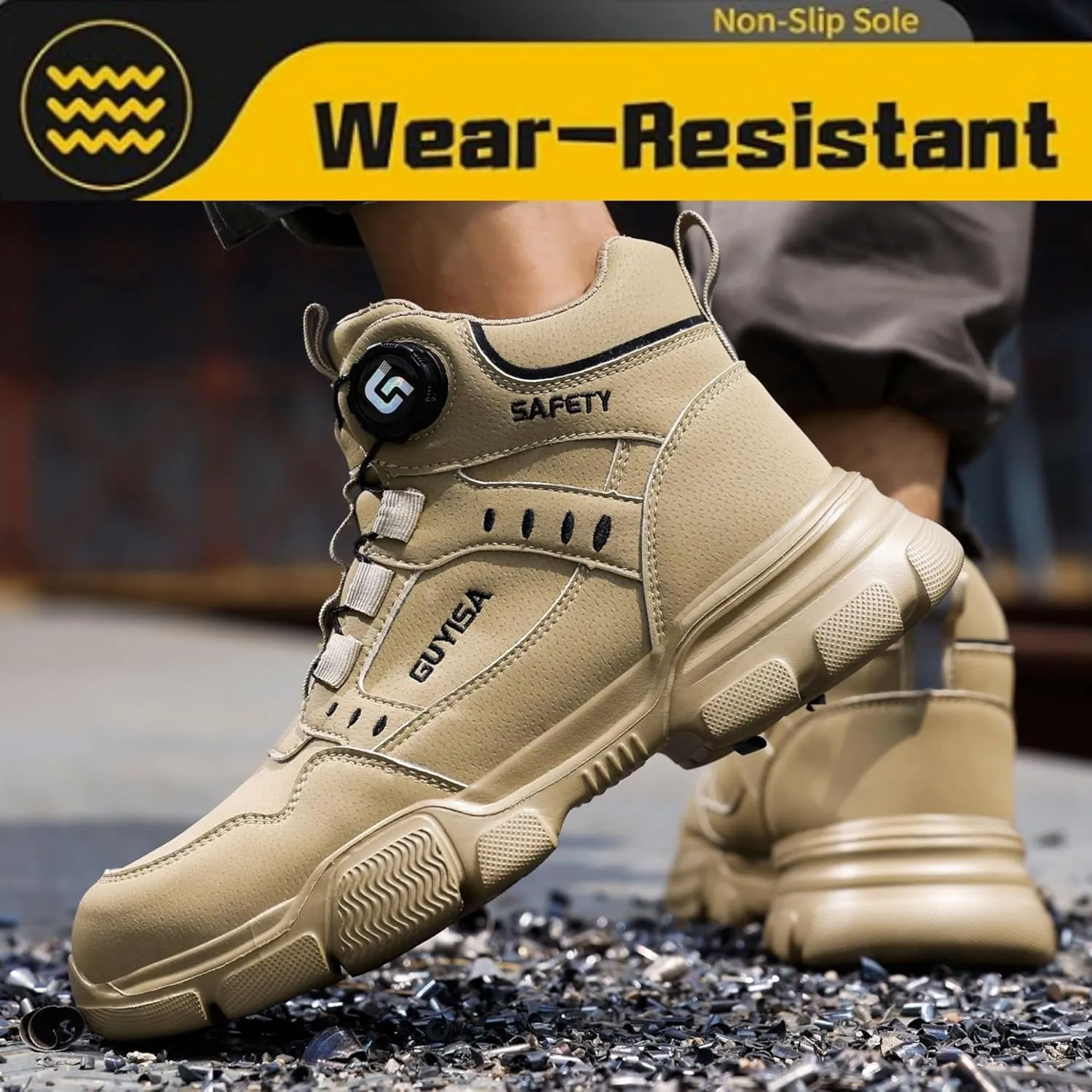 Steel Toe Shoes for Men's Waterproof Lightweight Work Boots for Men Work shoes Puncture-Proof Industrial-Grade Non-Slip Steel Toe Boots