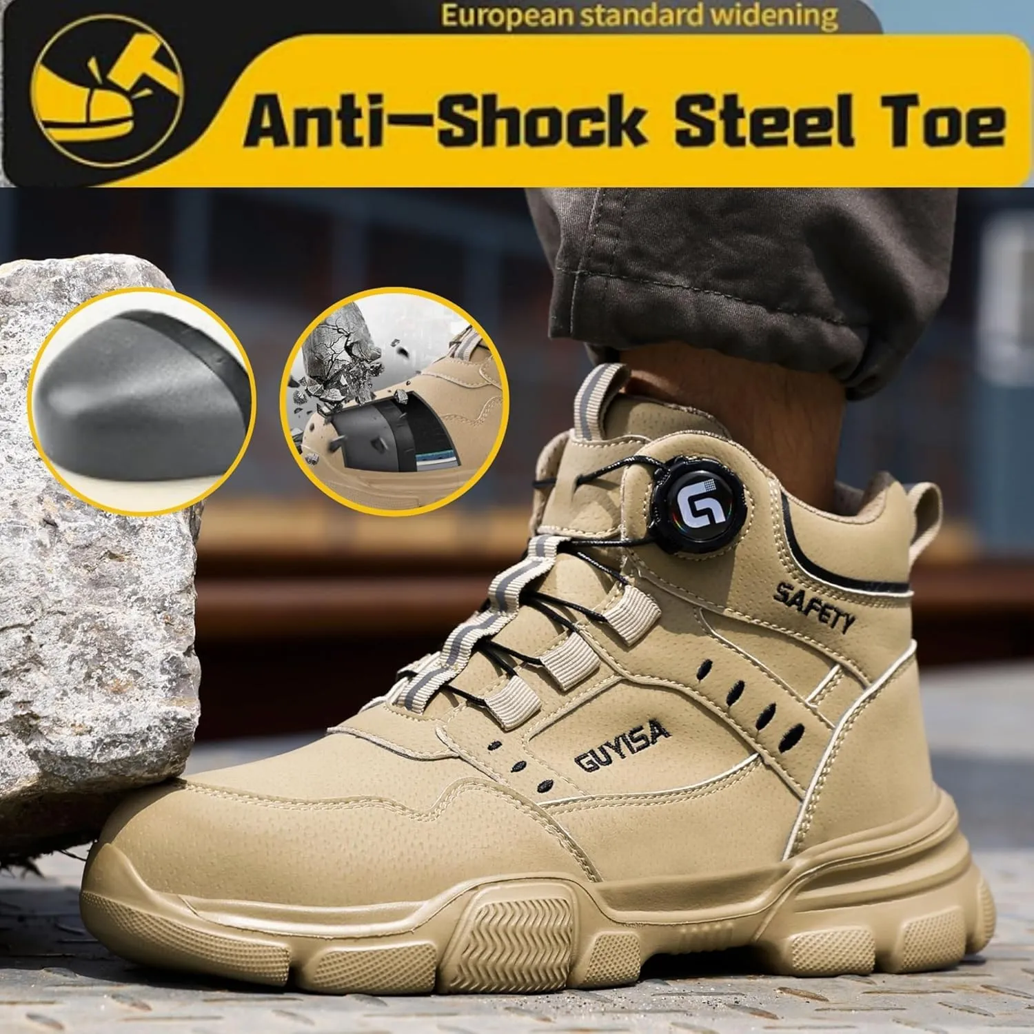 Steel Toe Shoes for Men's Waterproof Lightweight Work Boots for Men Work shoes Puncture-Proof Industrial-Grade Non-Slip Steel Toe Boots