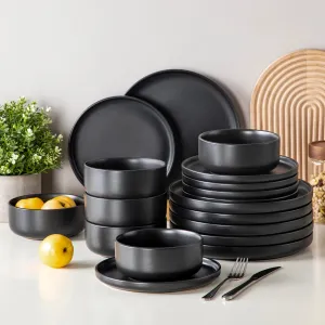 Stone Lain Cecile 12-Piece Black Dinnerware Set