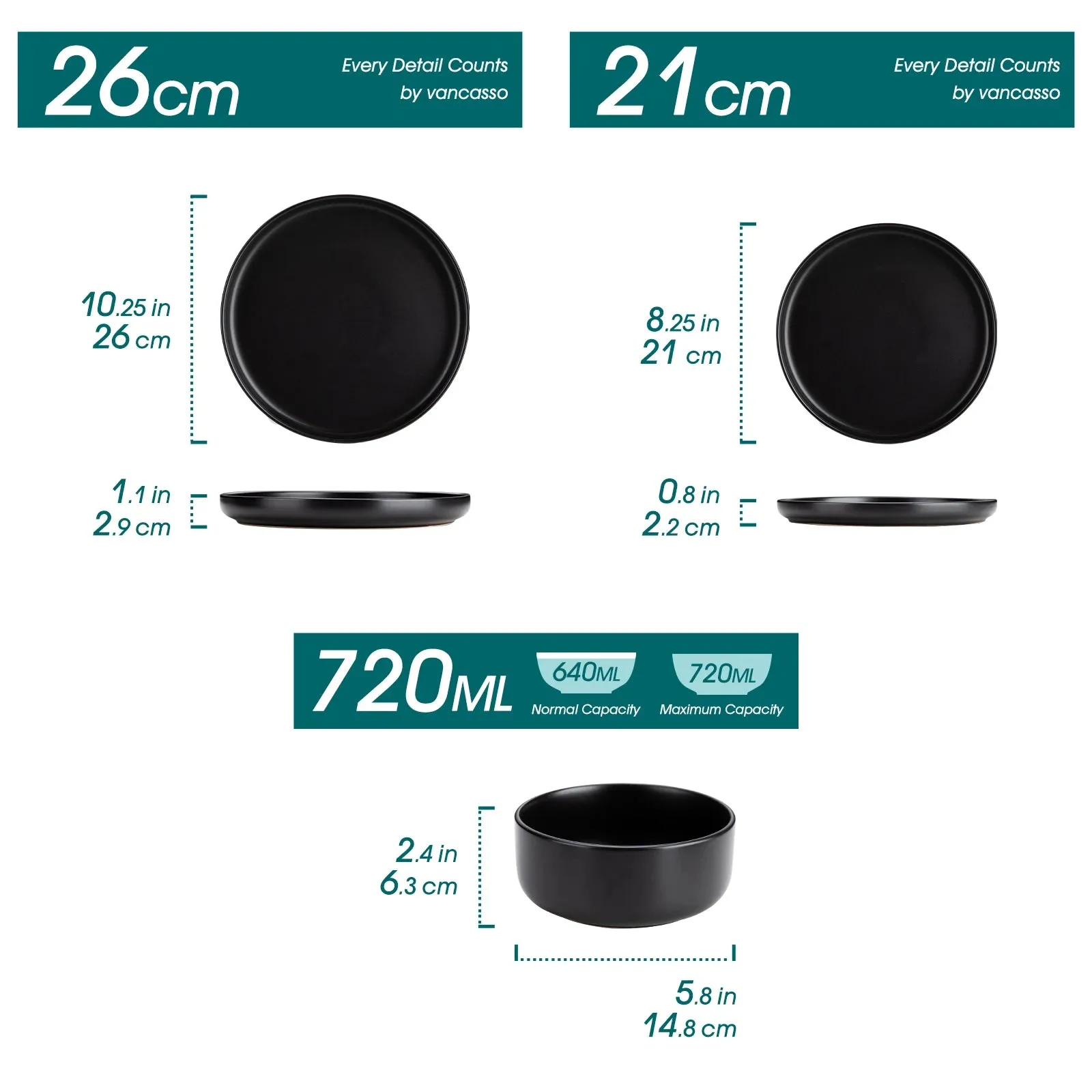 Stone Lain Cecile 12-Piece Black Dinnerware Set