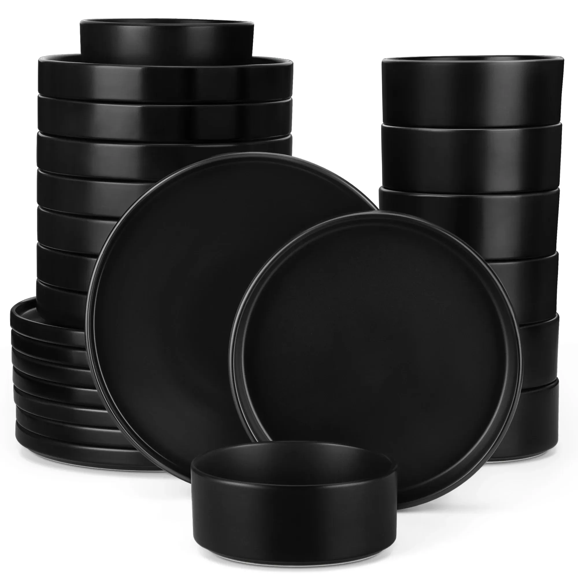 Stone Lain Cecile 12-Piece Black Dinnerware Set