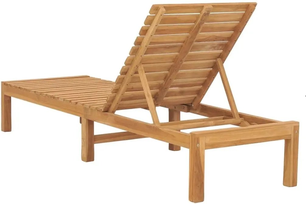 Sun Lounger Solid Teak Woodpatio Camping Chairs Tanning Chair Recliner Suitable for Garden Courtyard