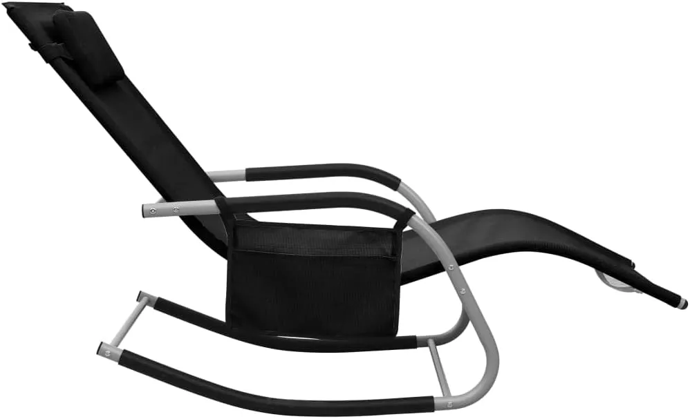 Sun Lounger Textilene Black and Grayrecliner Camping Chairs Tanning Chair Patio Suitable for Garden Courtyard