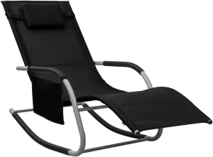 Sun Lounger Textilene Black and Grayrecliner Chair Camping Chairs Tanning Chair Outdoor Lounge chairsSuitable for Gardens, courtyards