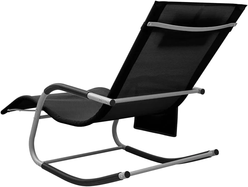 Sun Lounger Textilene Black and Grayrecliner Chair Camping Chairs Tanning Chair Outdoor Lounge chairsSuitable for Gardens, courtyards