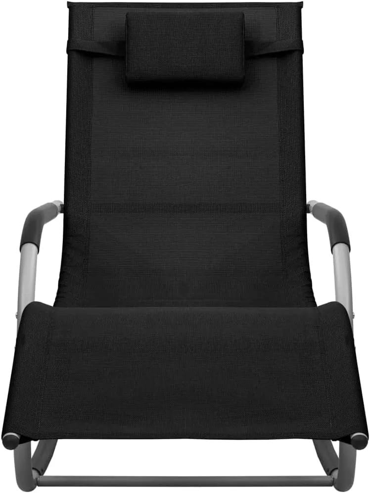 Sun Lounger Textilene Black and Grayrecliner Chair Camping Chairs Tanning Chair Outdoor Lounge chairsSuitable for Gardens, courtyards