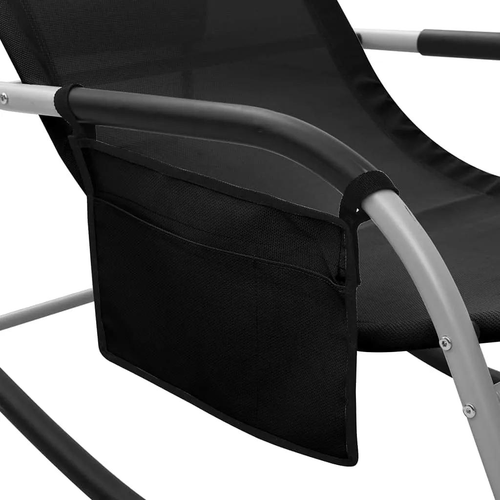 Sun Lounger Textilene Black and Grayrecliner Chair Camping Chairs Tanning Chair Outdoor Lounge chairsSuitable for Gardens, courtyards