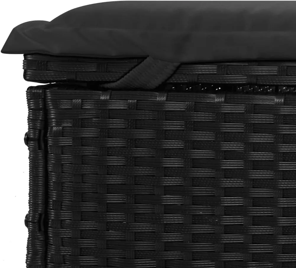 Sunbed 1 pc with Cushion Black 79.1"x21.7"x24.4" Poly Rattanrecliner Chair Outdoor Lounge Chairs Tanning Chair Camping chairsSuitable for Gardens, courtyards