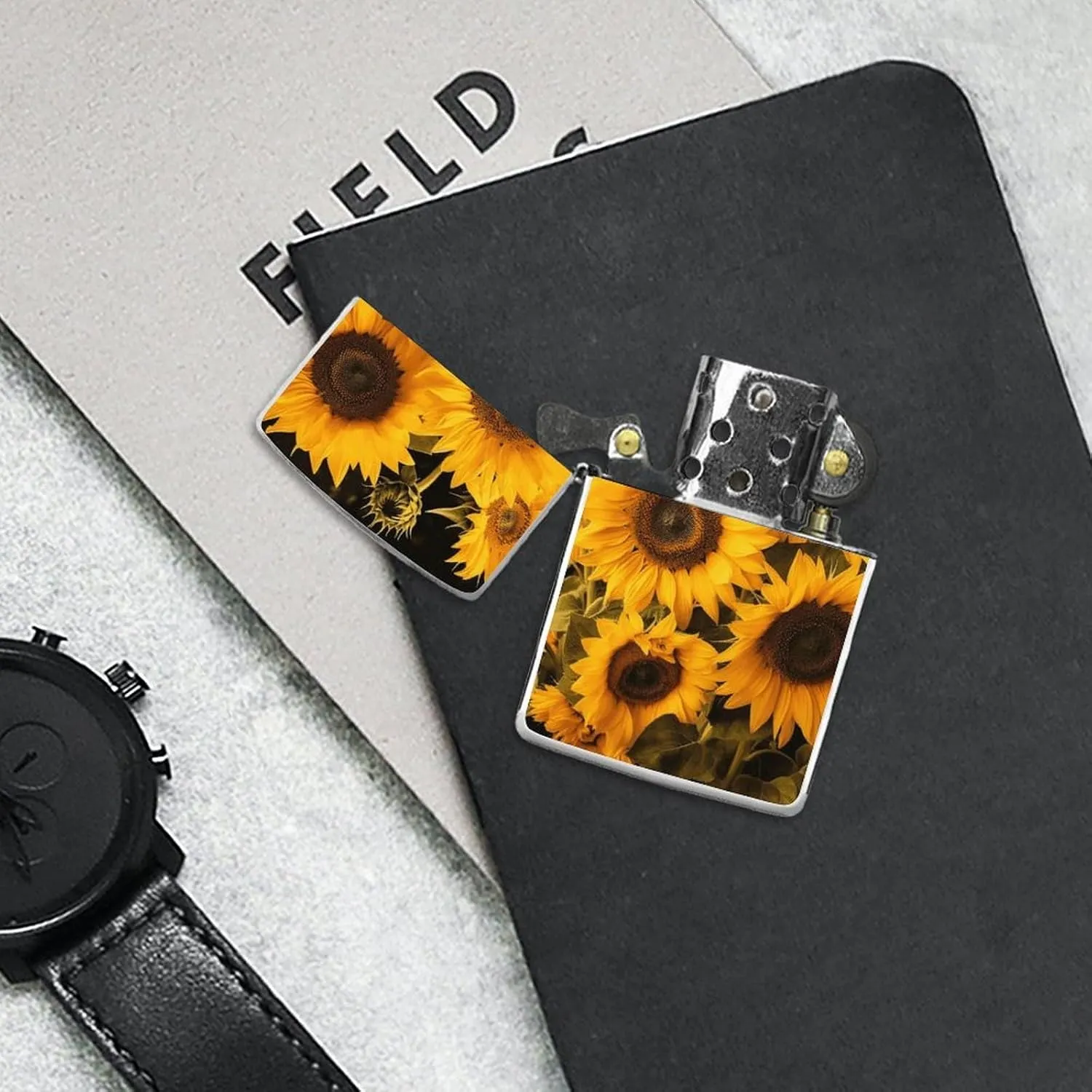 SunflowersLighter Case Waterproof Lighter Sleeve Lighters Protective Cover with Graffiti Design