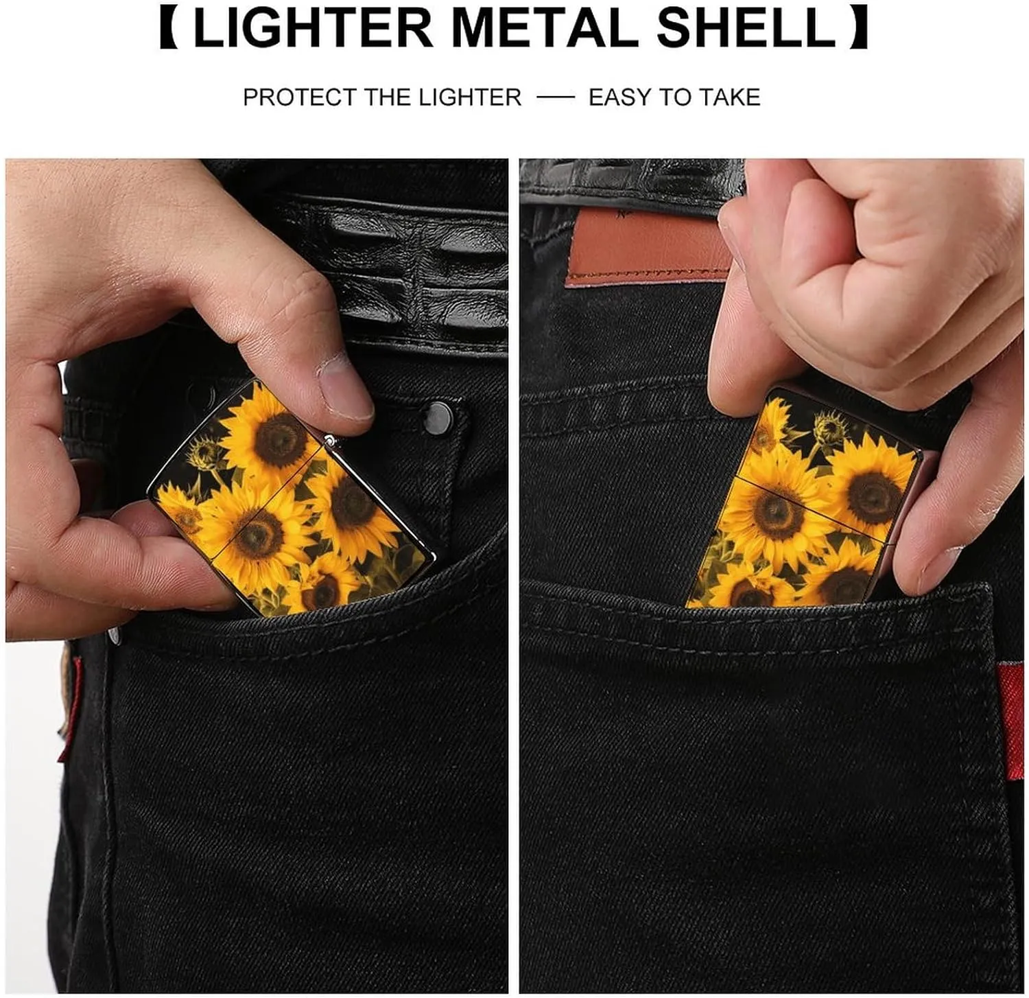 SunflowersLighter Case Waterproof Lighter Sleeve Lighters Protective Cover with Graffiti Design