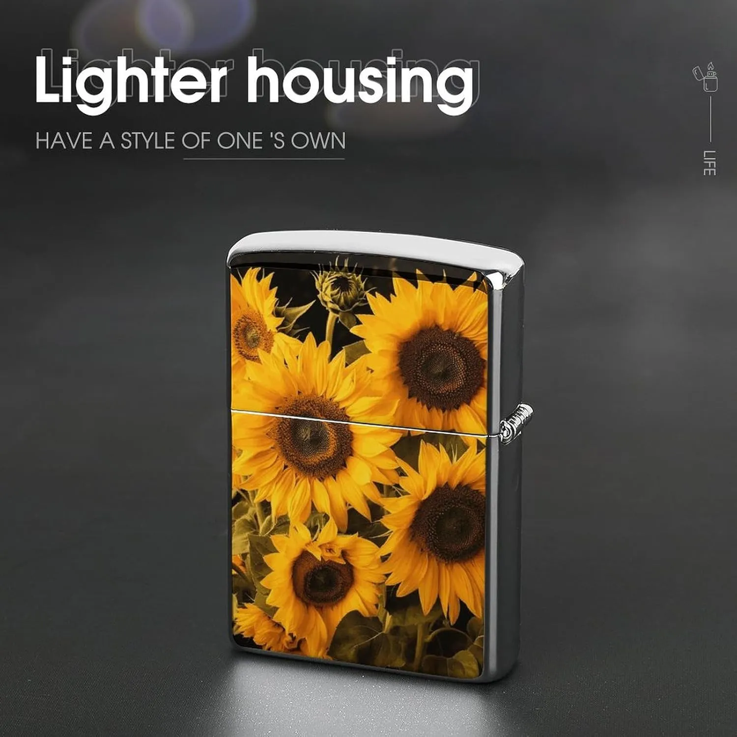 SunflowersLighter Case Waterproof Lighter Sleeve Lighters Protective Cover with Graffiti Design