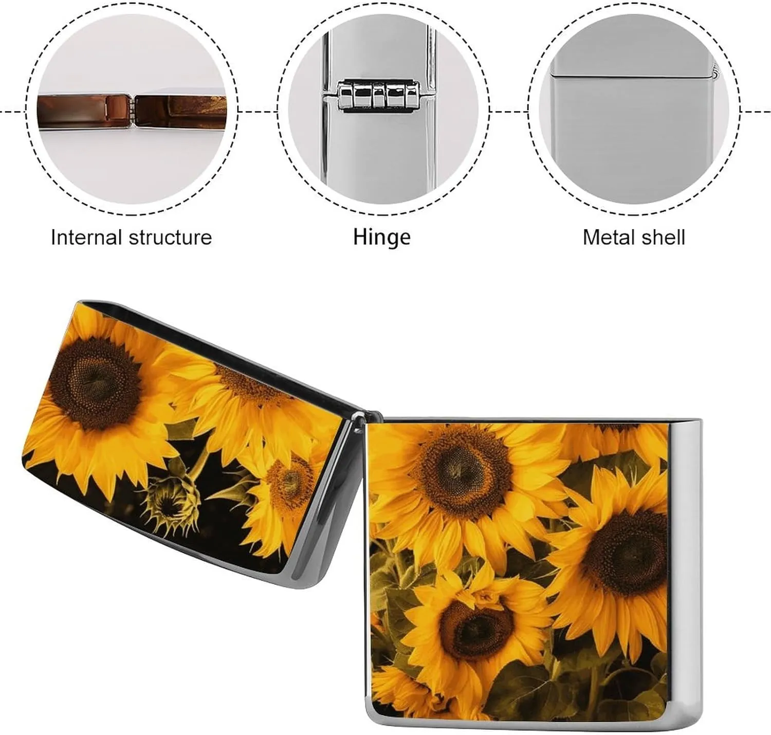 SunflowersLighter Case Waterproof Lighter Sleeve Lighters Protective Cover with Graffiti Design