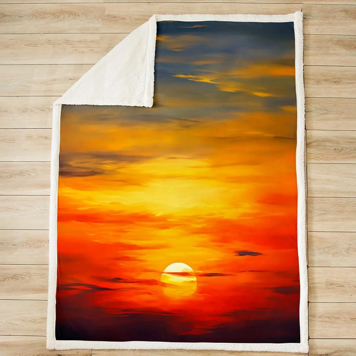 Sunset Plush Blanket Sunset Scenery Fleece Throw Blanket Summer Pattern Sherpa Blanket for Bed Sofa Couch Microfiber Nature Theme Warm Fuzzy Blanket Room Decor Twin 60x80