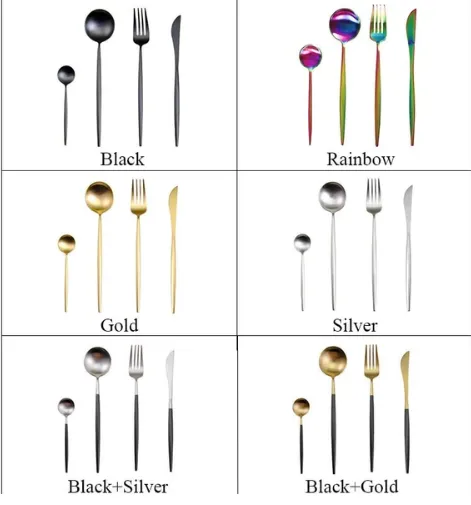 Taavita 24-Piece Luxury Stainless Steel Cutlery Set in Gold and Silver