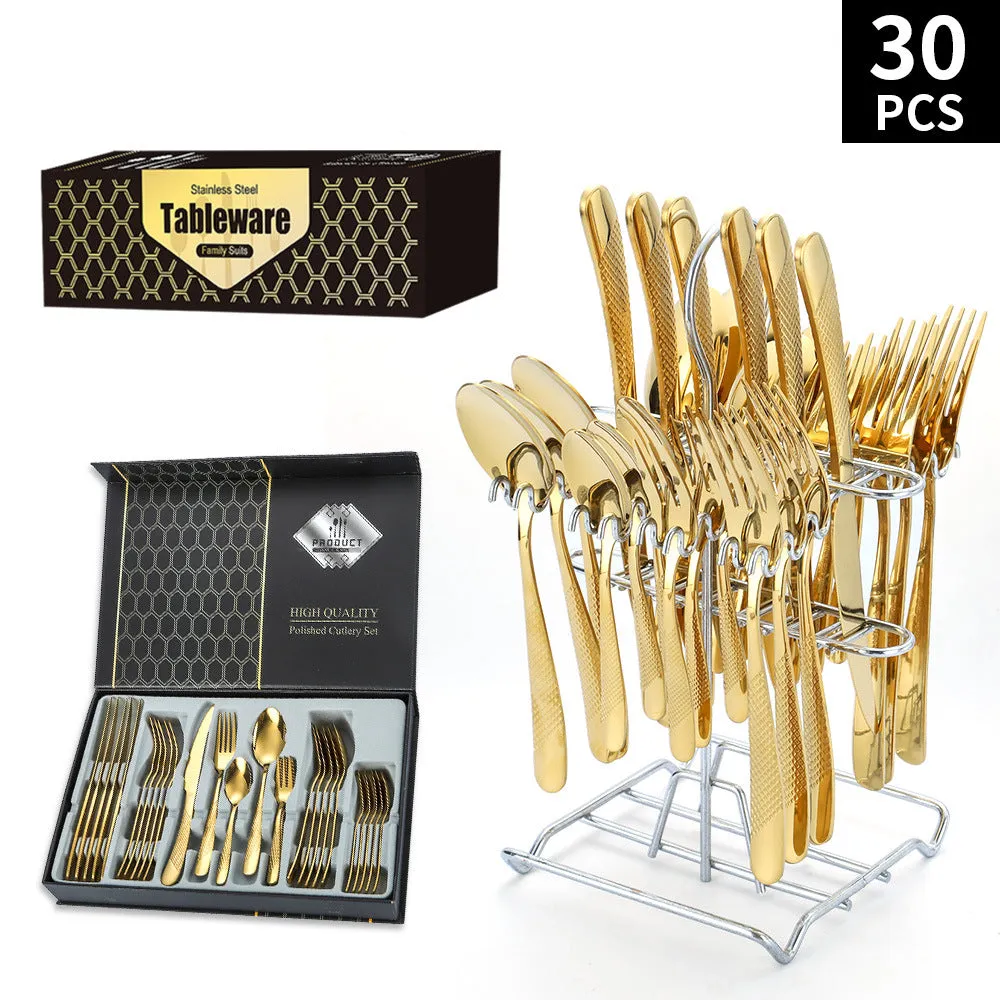 Tableware Set Star Diamond Series Western Food Knife, Fork and Spoon Five Main Pieces 30-Piece Set Steak Knife