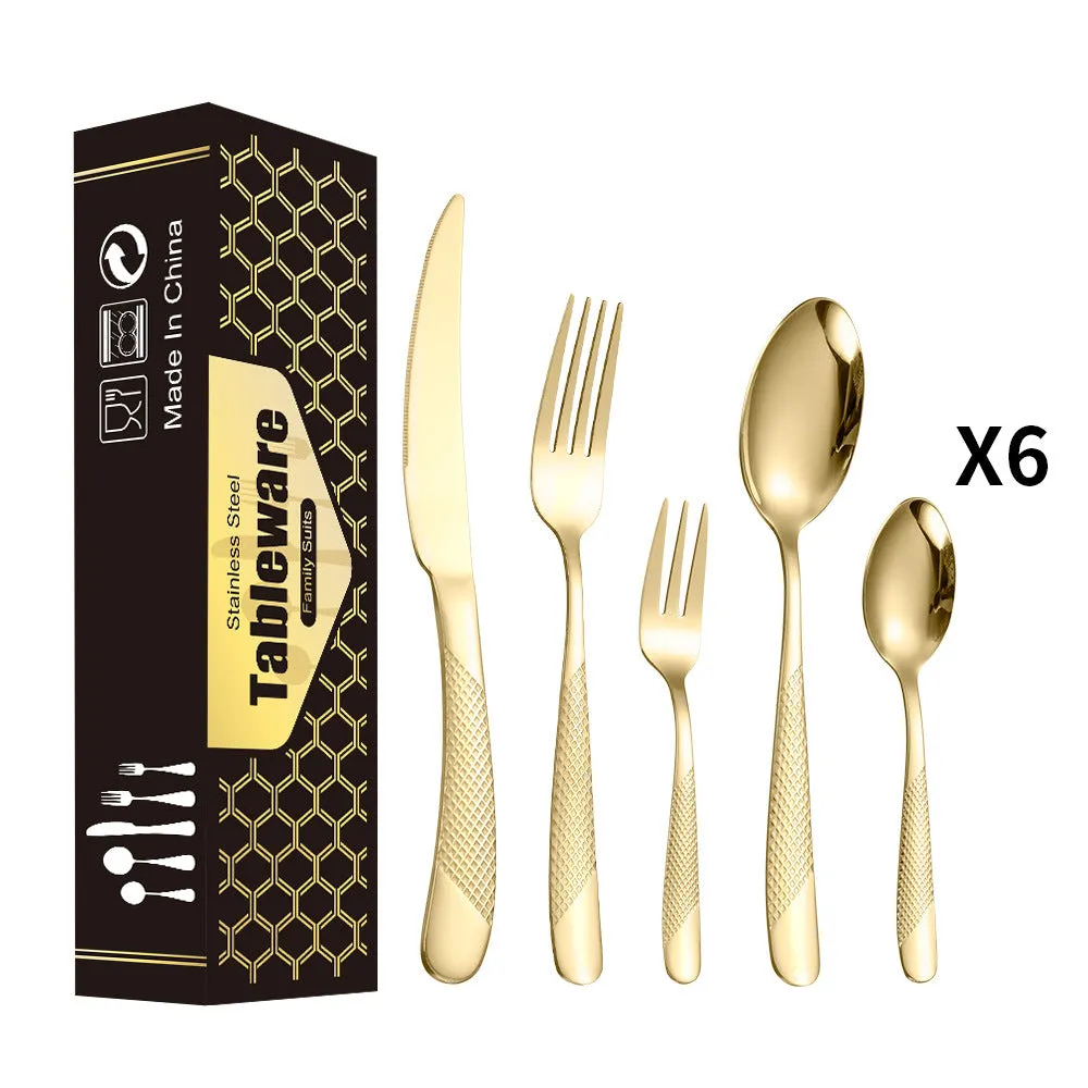 Tableware Set Star Diamond Series Western Food Knife, Fork and Spoon Five Main Pieces 30-Piece Set Steak Knife
