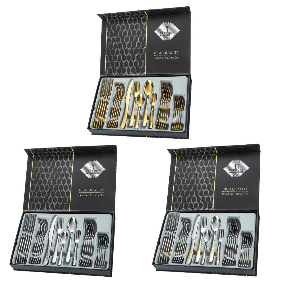 Tableware Set Star Diamond Series Western Food Knife, Fork and Spoon Five Main Pieces 30-Piece Set Steak Knife