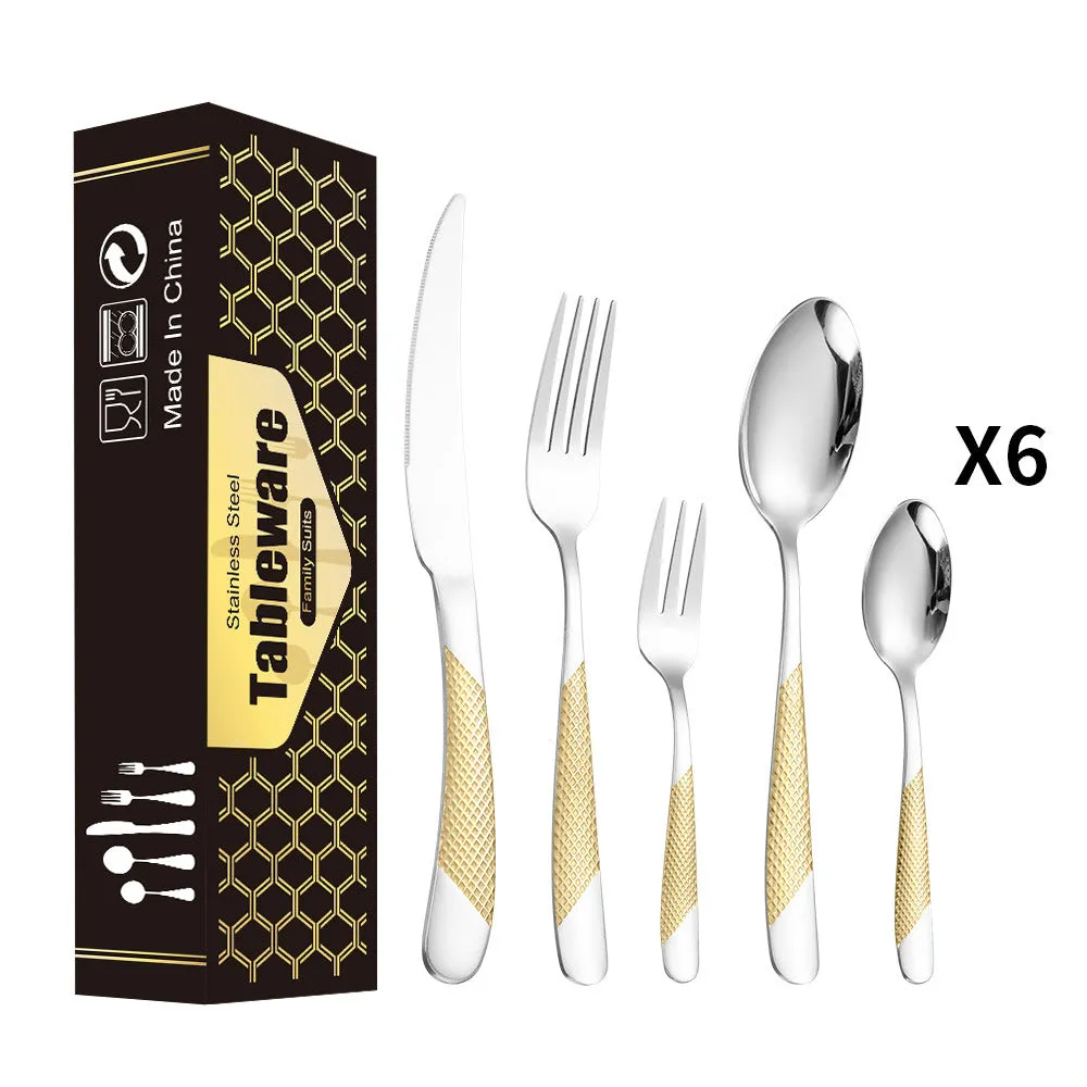 Tableware Set Star Diamond Series Western Food Knife, Fork and Spoon Five Main Pieces 30-Piece Set Steak Knife
