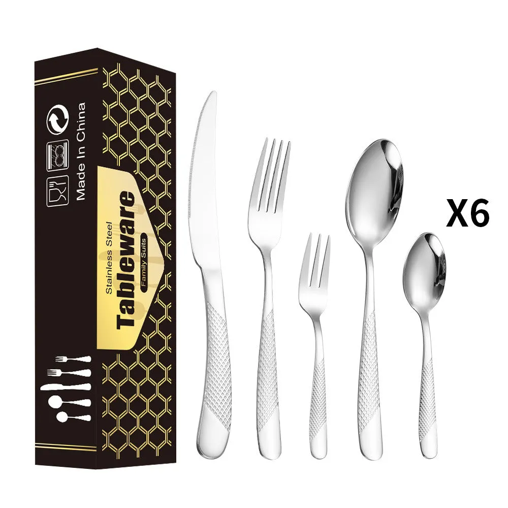 Tableware Set Star Diamond Series Western Food Knife, Fork and Spoon Five Main Pieces 30-Piece Set Steak Knife