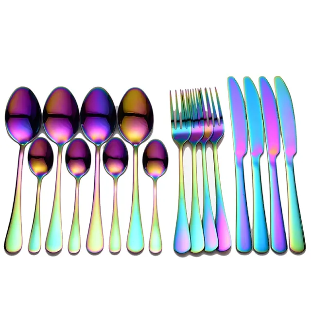 Tablewellware Golden Cutlery Fork Spoon Knife Set Golden Tableware Stainless Steel Cutlery Golden Fork Spoon Dinnerware Set