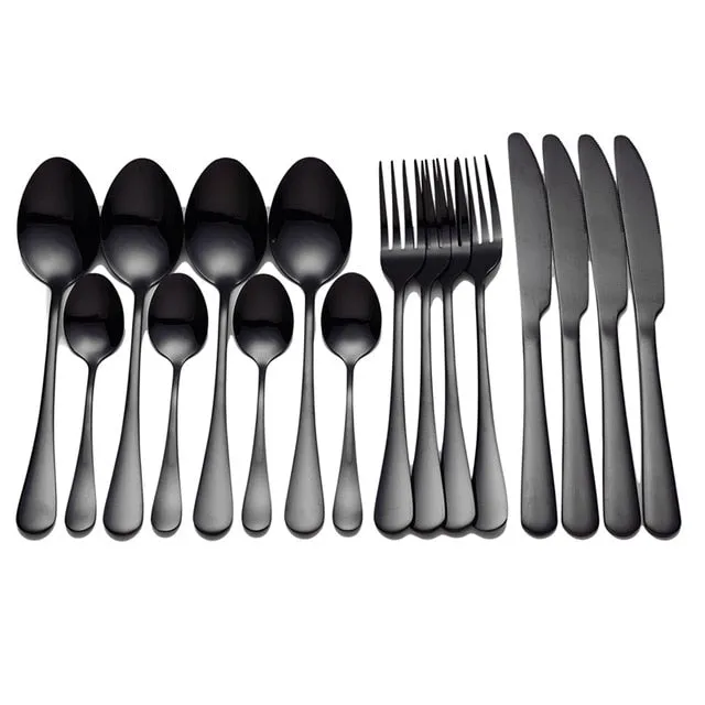 Tablewellware Golden Cutlery Fork Spoon Knife Set Golden Tableware Stainless Steel Cutlery Golden Fork Spoon Dinnerware Set