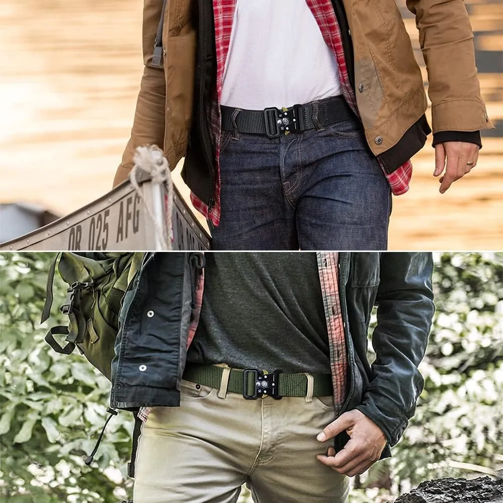 Tactical Belts for Men 4 Pack, Compass Military Web Belt, Heavy-Duty Quick-Release Metal Buckle Riggers Belt for Men