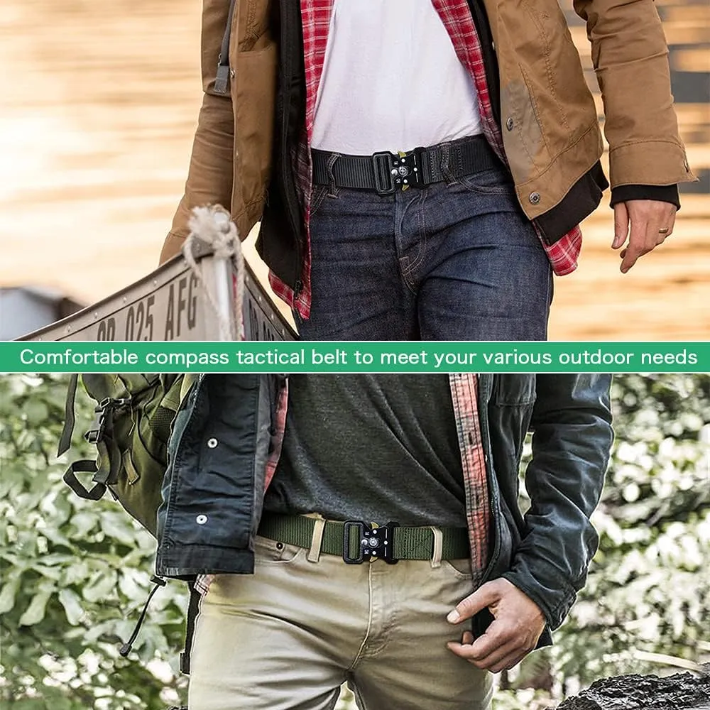 Tactical Belts for Men 4 Pack, Compass Military Web Belt, Heavy-Duty Quick-Release Metal Buckle Riggers Belt for Men