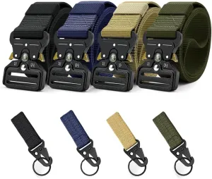 Tactical Belts for Men 4 Pack, Compass Military Web Belt, Heavy-Duty Quick-Release Metal Buckle Riggers Belt for Men
