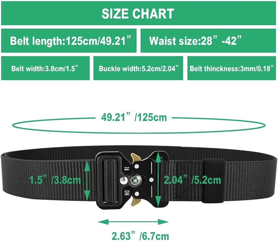 Tactical Belts for Men 4 Pack, Compass Military Web Belt, Heavy-Duty Quick-Release Metal Buckle Riggers Belt for Men