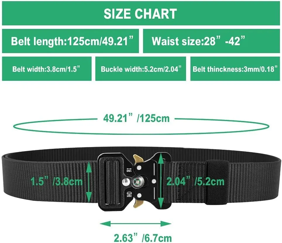 Tactical Belts for Men 4 Pack, Compass Military Web Belt, Heavy-Duty Quick-Release Metal Buckle Riggers Belt for Men