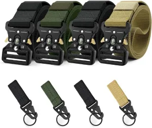 Tactical Belts for Men 4 Pack, Compass Military Web Belt, Heavy-Duty Quick-Release Metal Buckle Riggers Belt for Men