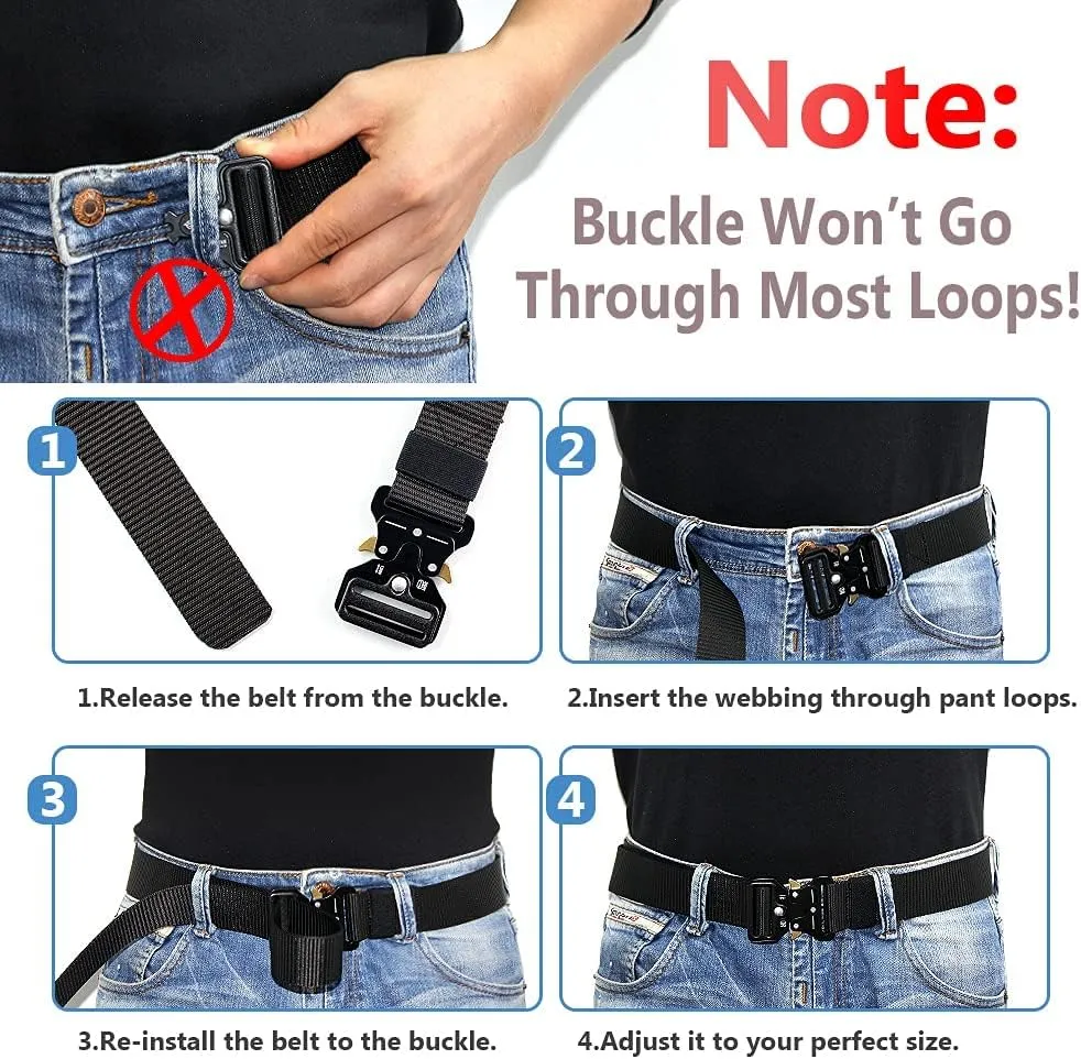 Tactical Belts for Men 4 Pack, Compass Military Web Belt, Heavy-Duty Quick-Release Metal Buckle Riggers Belt for Men