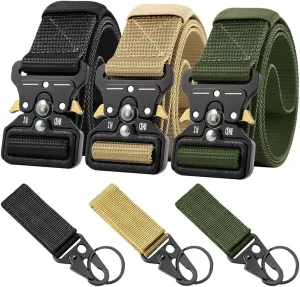Tactical Belts for Men 4 Pack, Compass Military Web Belt, Heavy-Duty Quick-Release Metal Buckle Riggers Belt for Men