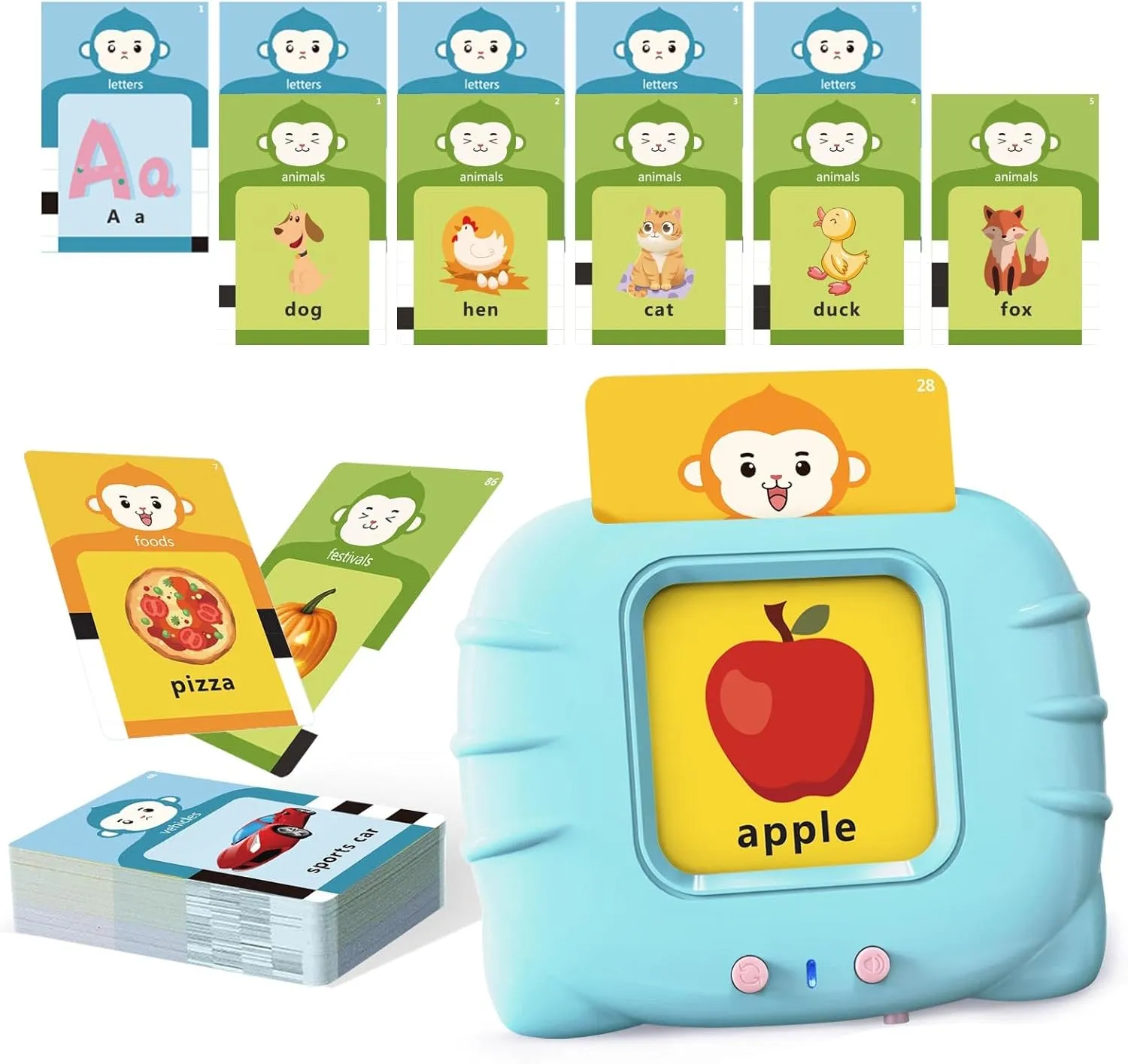 Talking Flash Cards for Toddler 1 2 3 4 5 Year Olds, ABC Flash Cards for Toddlers 2-4 Years, Montessor, Autism Sensory, Speech Therapy Toys, Birthday Gift for Boys and Girls, 296 Pro Words